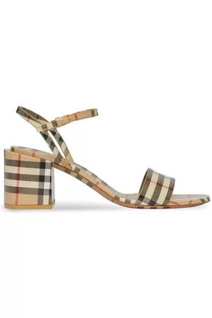 Burberry Women Leather Sandals - Vintage Check Patent Leather Sandals