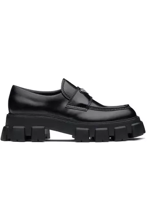 Prada Men Loafers - Monolith Moccasins In Brushed Leather