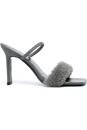 By Far Women High Heels - Shearling Strap Open Toe Heels