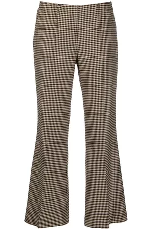 PAROSH Women Pants - Check Pattern Cropped Trousers