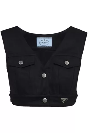 Prada Women Tank Tops - Triangle Logo Cropped Vest