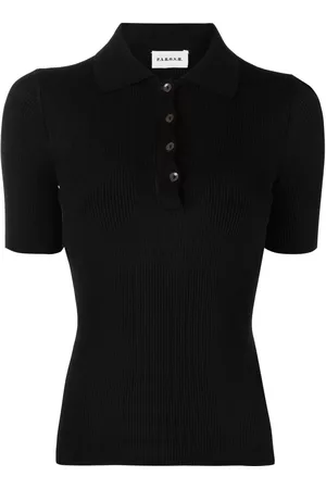 PAROSH Women Polo T-Shirts - Polo Collar Knitted Top