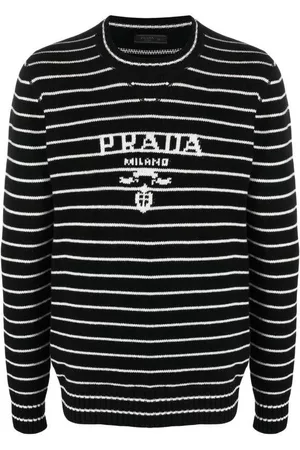 Prada Men Sweaters - Striped Logo Intarsia Jumper
