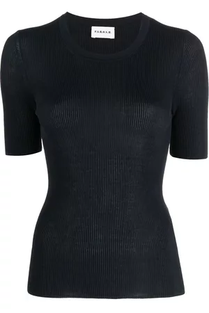 PAROSH Women Tops - Short Sleeve Rib Knit Top