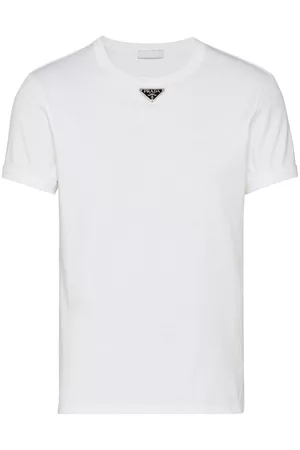 Prada Men T-Shirts - Logo Plaque Cotton T Shirt
