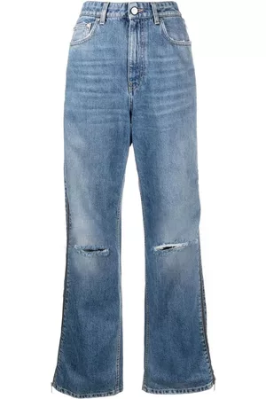 Stella McCartney Women Straight Jeans - Stella Mc Cartney Zip Detail Straight Leg Jeans