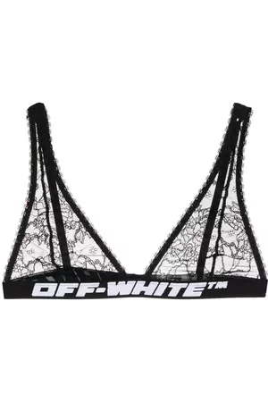 OFF-WHITE Women Bralettes - Off White Logo Tape Lace Triangle Bra