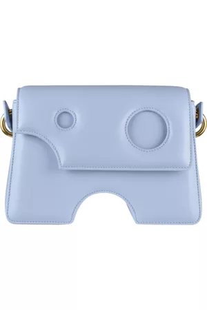 Luxury bag - Burrow 22 shoulder bag in light blue leather with gold  finishings