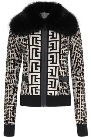 Balmain: Black Monogram Puffer Jacket