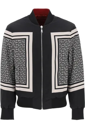 Reversible nylon bomber jacket with maxi monogram black - Men