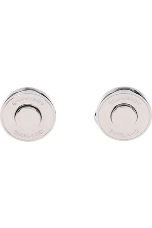 Burberry Men's Check Engraved Cufflinks In Palladio