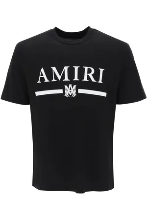 AMIRI Luxury T Shirt For Men Amiri White Logo Khaki T Shirt - Stylemyle