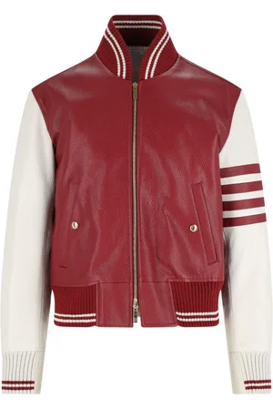 Thom Browne Hammered Leather Zip Bomber Jacket