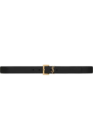 Saint Laurent CASSANDRE HAMMERED LEATHER BELT WITH SQUARE BUCKLE