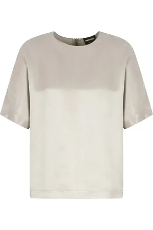 Giorgio Armani CREWNECK BLOUSE IN VISCOSE AND CUPRO