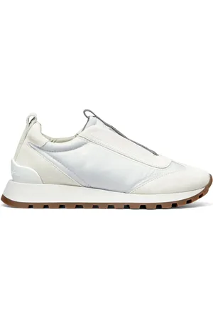 Brunello Cucinelli SLIP ON SNEAKERS IN LEATHER AND FABRIC