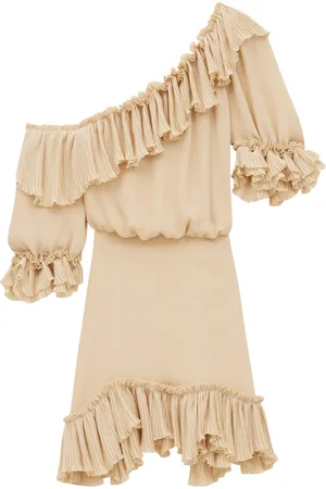 Saint Laurent SILK CREPE MUSLIN RUFFLED DRESS
