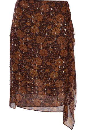 DRIES VAN NOTEN FLORAL SKIRT WITH STUDS APPLIED