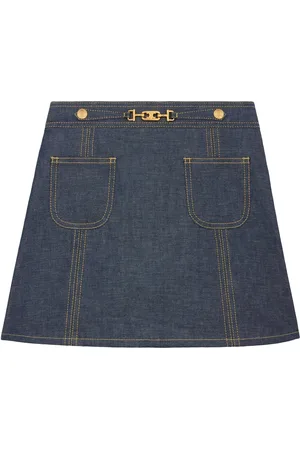 Céline RAW WASH DENIM TRAPEZE MINI SKIRT