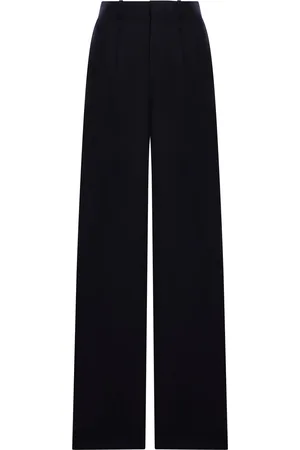Saint Laurent WIDE LEG TROUSERS IN CHINÉ WOOL