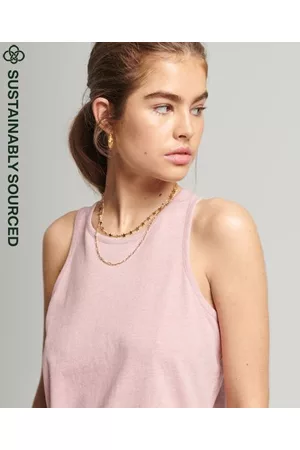Superdry Women Tank Tops - Women's Organic Cotton Vintage Logo Embroidered Vest Pink Size: 4
