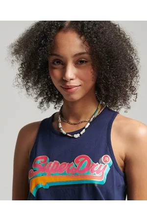 Superdry Women Tank Tops - Women's Vintage Logo Seasonal Vest Navy Size: 6