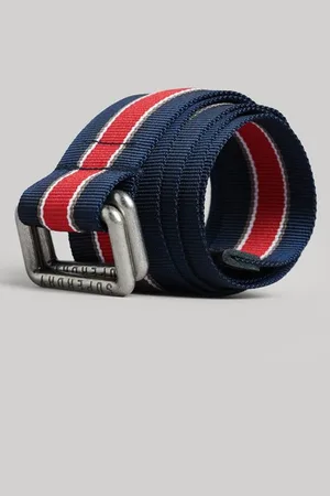 Superdry Mens Classic Striped Webbed Belt, Blue, Size: M