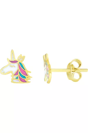 SuperJeweler 14K (1.18 g) Kids Unicorn Stud Earrings by