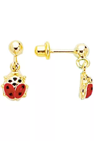 SuperJeweler 14K (0.90 g) Kids Ladybug Dangle Earrings by