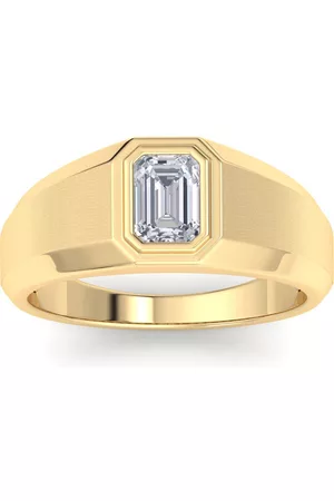 SuperJeweler Men Rings - 1 Carat Emerald Cut Lab Grown Diamond Men's Engagement Ring in 14K (7.2 g) (G-H Color