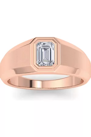 SuperJeweler 1 Carat Emerald Cut Lab Grown Diamond Men's Engagement Ring in 14K (7.2 g) (G-H Color