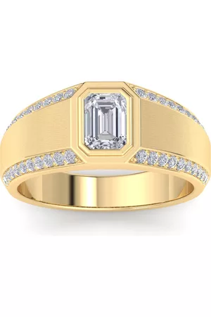 SuperJeweler 1.5 Carat Emerald Cut Lab Grown Diamond Men's Engagement Ring in 14K (9.2 g) (G-H Color