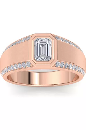 SuperJeweler Men Rings - 1.5 Carat Emerald Cut Lab Grown Diamond Men's Engagement Ring in 14K (9.2 g) (G-H Color