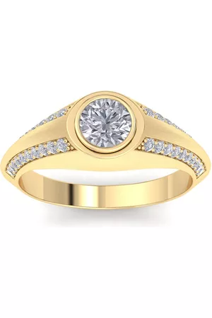 SuperJeweler Men Rings - 1.5 Carat Round Lab Grown Diamond Men's Engagement Ring in 14K (6 g) (G-H Color
