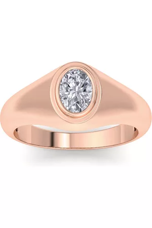 SuperJeweler 1 Carat Oval Shape Lab Grown Diamond Men's Engagement Ring in 14K (6.6 g) (G-H Color