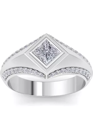 SuperJeweler 1.5 Carat Princess Cut Lab Grown Diamond Men's Engagement Ring in 14K (7.1 g) (G-H Color