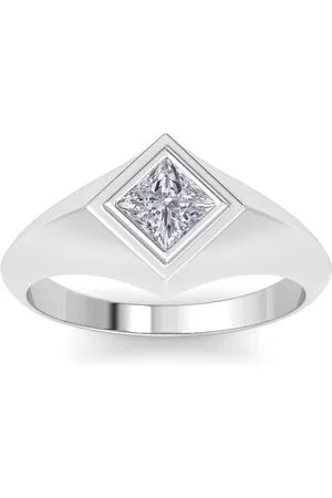 SuperJeweler Men Rings - 1 Carat Princess Cut Lab Grown Diamond Men's Engagement Ring in 14K (5.7 g) (G-H Color