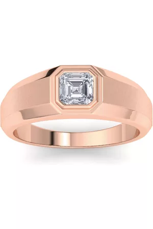 SuperJeweler 1 Carat Asscher Cut Lab Grown Diamond Men's Engagement Ring in 14K (7 g) (G-H Color