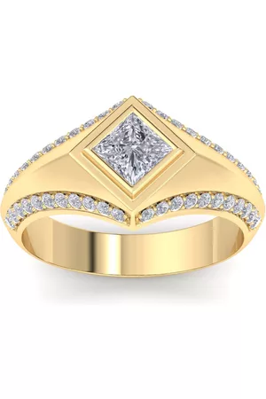 SuperJeweler 1.5 Carat Princess Cut Lab Grown Diamond Men's Engagement Ring in 14K (7.1 g) (G-H Color