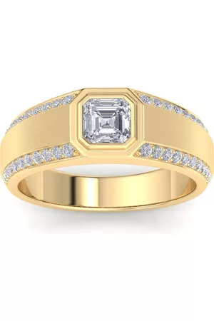 SuperJeweler 1.5 Carat Asscher Cut Lab Grown Diamond Men's Engagement Ring in 14K (8.6 g) (G-H Color