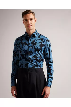 Ted Baker Cabra Floral Long Sleeve Shirt in Blue for Men