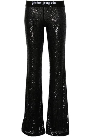 Palm Angels Logo Sequined Flared Trousers
