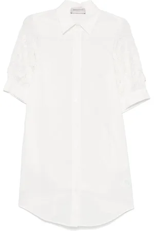 ERMANNO SCERVINO Lace Detail Cotton Shirt Dress
