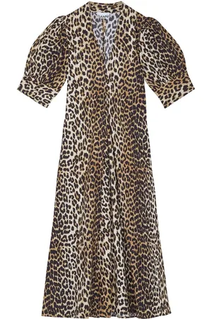 Ganni Leopard Print Long Dress