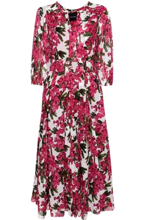 SAMANTHA SUNG Floral Print Shirt Dress