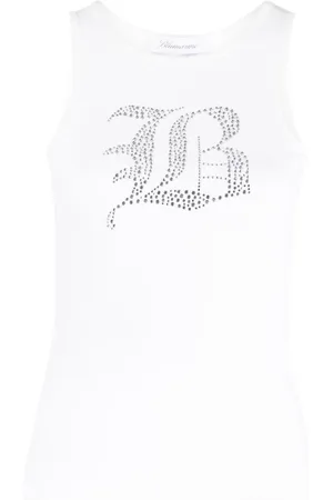 BLUMARINE Logo Ribbed Cotton Tank Top