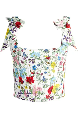 ALICE+OLIVIA Clara Linen And Cotton Blend Top