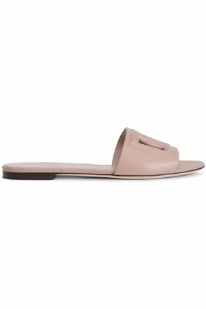 Dolce & Gabbana Dg Logo Leather Flat Sandals