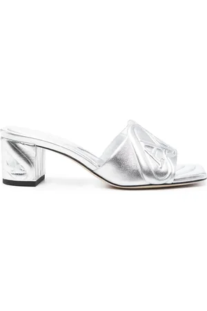 Alexander McQueen Metallic Leather Heel Sandals
