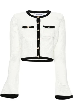 Self-Portrait Crochet Cropped Cardigan